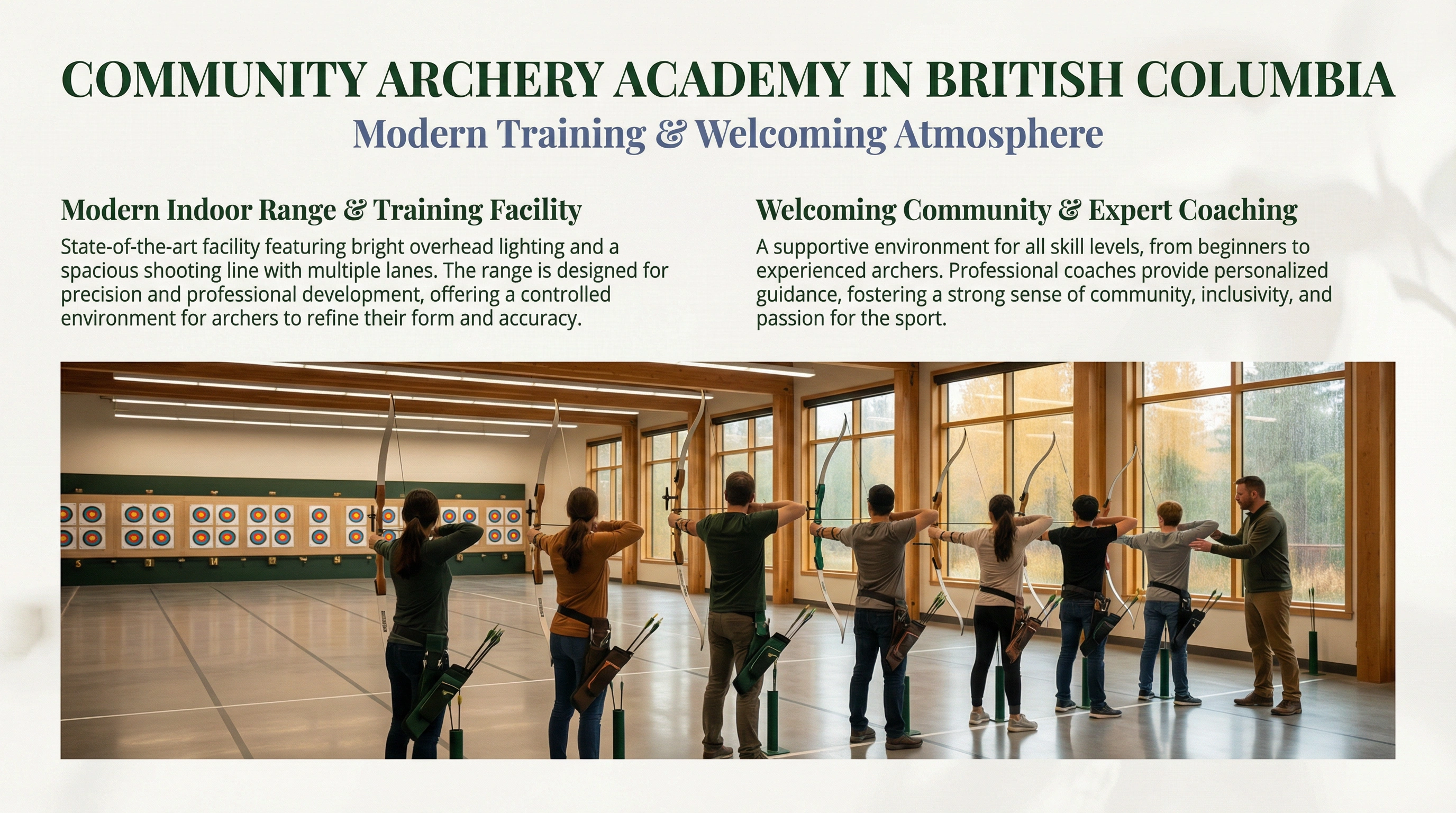 Modern indoor archery range in British Columbia